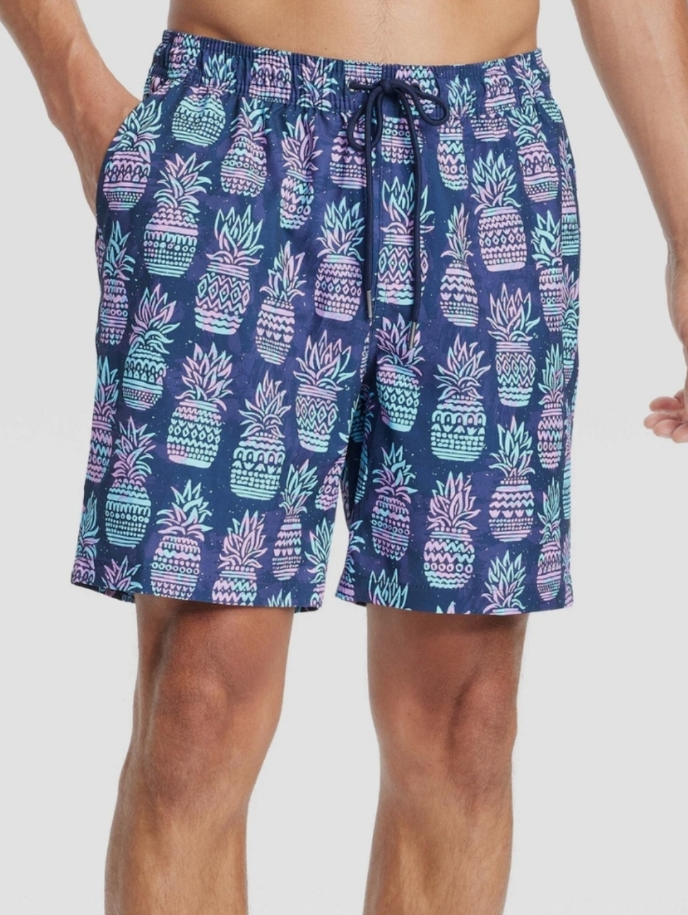Goodfellow Men's Size Small Pineapple Swim Trunks with Boxer Brief Shorts Liner